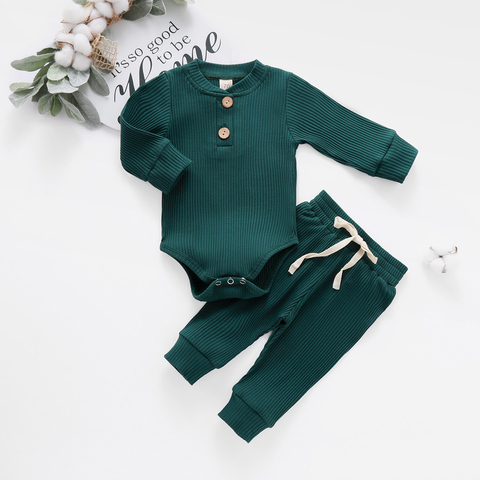 10 Colors Baby Outfits Solid Sets Infant Toddler Newborn Girls Boys Autumn Winter Baby Girl Boy Long Sleeve Romper Pants 0-24M ► Photo 1/6