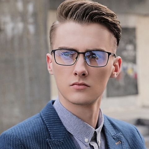 Men's anti-blue light full frame metal glasses frame business ultralight myopia prescription glasses computer glasses 5927 ► Photo 1/5