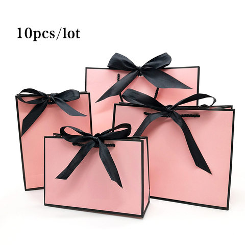Pretty Pink Kraft Gift Bag Gold Present Box For Pajamas Clothes Books Packaging Gold Handle Paper Box Bags Kraft Paper Gift Bag ► Photo 1/6