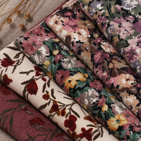 100*150cm Small Fresh Floral Printing Velvet Soft Corduroy Fabric For Diy Winter Shirts Dress Kid Clothing Curtain Sewing Fabric ► Photo 1/6