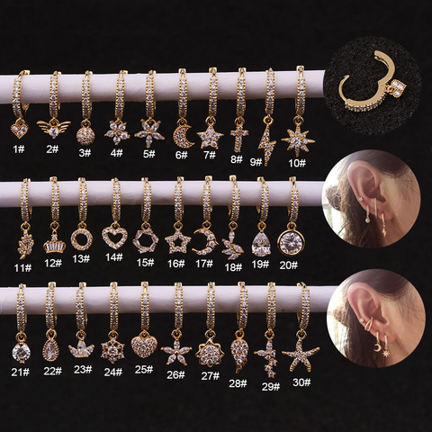 1Piece Heart Crown Moon Star Piercing Earrings for Women Jewelry Circle Starfish Women Cubic Zircon Stud Earrings ► Photo 1/6