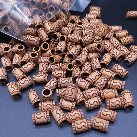 100pcs Large Hole Round Barrel Beads Plastic Imitation Wood Retro Craft Beads DIY Making Jewelry Accessories ► Photo 1/6