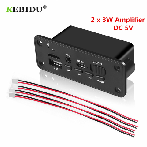 KEBIDU DC 5V Bluetooth MP3 WMA Decoder Board Audio Module USB TF Radio Wireless FM Receiver MP3 Player 2 x 3W Amplifier For Car ► Photo 1/6