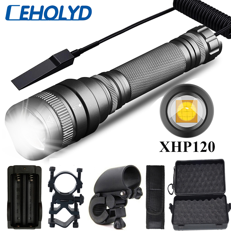 LED Flashlight XHP120 9 Core Powerful Light 18650 26650 USB Rechargeable Torch 
