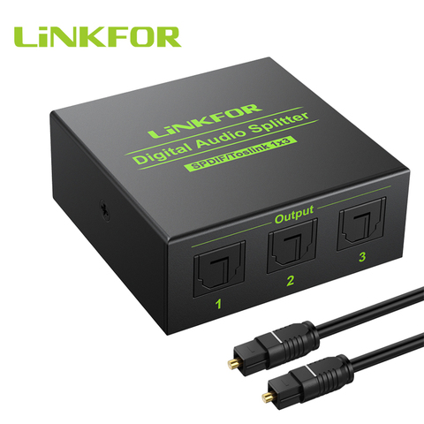 LiNKFOR 3 way Aluminum Alloy Spdif Toslink Optical Digital Audio Splitter 1x3 Optical Splitter 1 In 3 Out Support DTS AC3 ► Photo 1/6