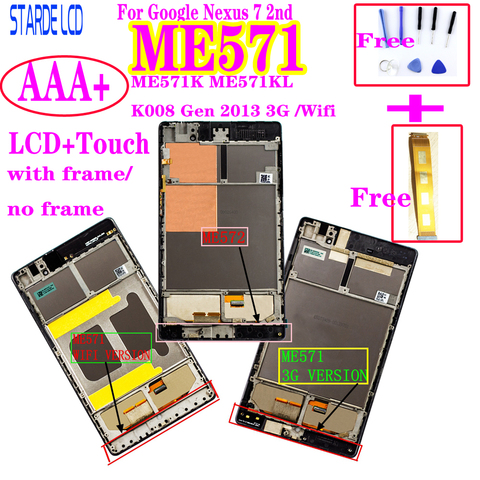 STARDE For Google Nexus 7 2nd ME571 ME571K ME571KL K008 Gen 2013 3G /Wifi LCD Display Touch Screen Assembly with Frame ► Photo 1/6