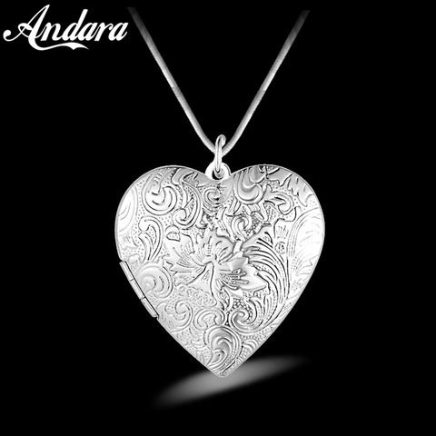 2022 New 925 Sterling Silver Necklace Heart Frame Pendant Necklace Can Be Loaded With Photo DIY Jewelry Gift ► Photo 1/6