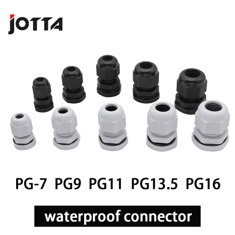 Waterproof Cable Gland 10Pcs Cable Entry IP68  PG7 PG9 PG11 PG13.5 PG16 White Black Nylon Plastic Connector ► Photo 1/6