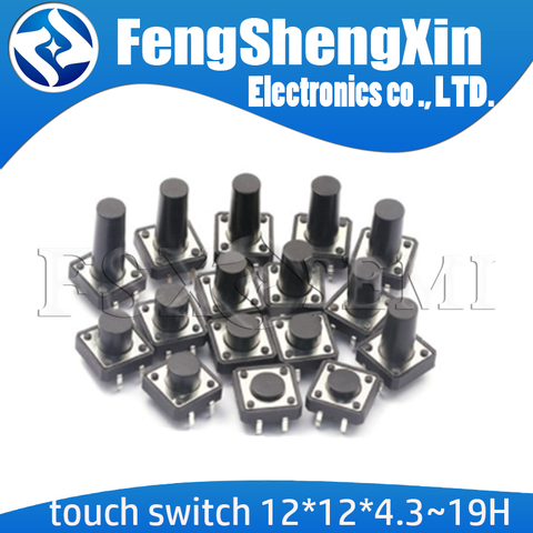 20pcs 12x12 touch switch Push button micro switch DIP 4pin 12x12x4.3/5/6/7.3-19H 12*12*4.3/5/6/7/8/10/11/16/19 ► Photo 1/1