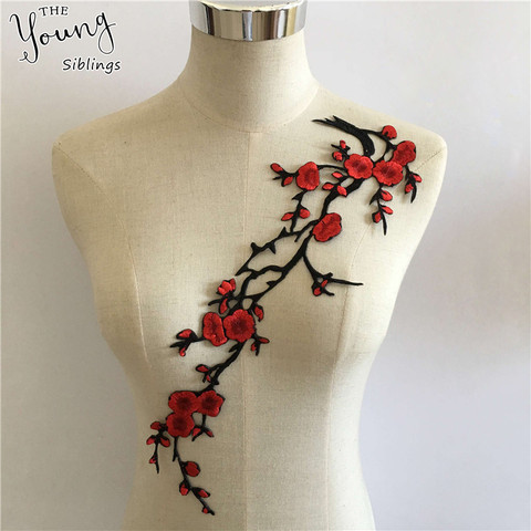 plum blossom Collar Neckline Applique Embroidery Sewing on Patches Sewing Fabric Accessories 1pcs sell free shipping ► Photo 1/5