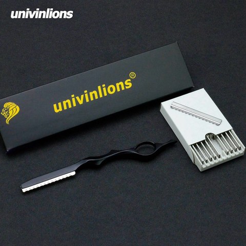 univinlions 10 pieces blades barber thinning razor straight hairdressing razor salon hair cutting knife thinner stick razor ► Photo 1/6