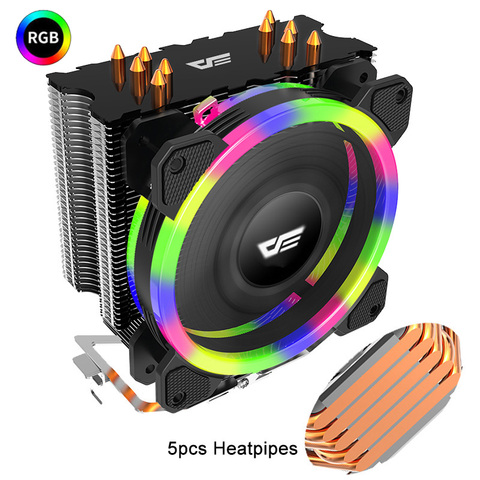 Aigo 5 Heatpipes CPU Cooler Radiator Led RGB TDP 280W Heat Sink AMD Intel Silent 120mm 4Pin PC CPU Cooling Cooler Heatsink Fan ► Photo 1/6