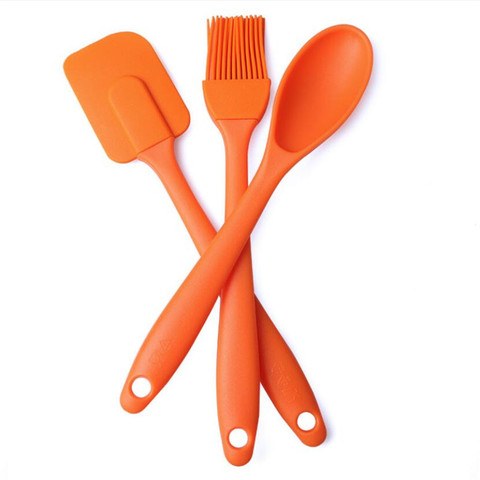 3Pcs/set Heat Resistant Silicone Cooking Tools Baking Pastry Tools Spatula Spoon Turner BBQ Oil Brush Cake Scraper Buttter Mixer ► Photo 1/6