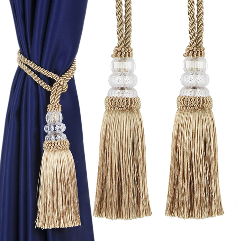 2PC New Crystal Beaded Tassel Curtain Tieback Decorative Curtain Tie Home Decor Cord for Curtains Buckle Rope Room Accessories ► Photo 1/6