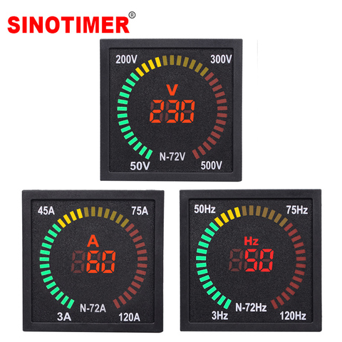 Square LED Digital Voltmeter Ammeter Frequency Current Volt Voltage Meter Indicator Gauge Tester Measure AC 50-500V 3-120A 220V ► Photo 1/6