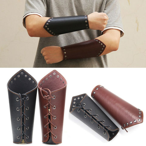 1PC Armband Leather Punk Wide Archery Arm Guard Viking Bracer Gauntlet Wristband Bracelet Wrist Sleeve ► Photo 1/6