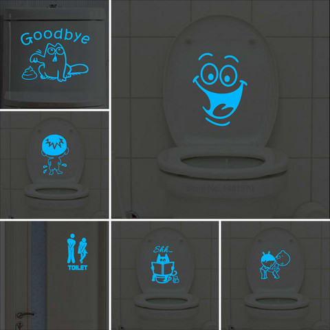 WC Toilet Sign Door Stickers for Public Place Home Decoration Funny Pattern Wall Decals Bathroom DIY Glow in the Dark Stickers ► Photo 1/6