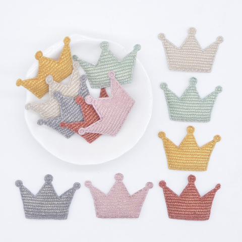 50Pcs 42*28mm Padded Glitter Cloth Crown Applique for DIY Hat Gloves Clothes Leggings Fabric Sewing Headwear Decor Patches L78 ► Photo 1/4