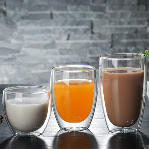 80/250/350/450ml Heat-resistant Double Wall Glass Cup Beer Coffee Cups Handmade Healthy Drink Mug Tea Mugs Transparent Drinkware ► Photo 1/6