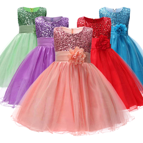 Baby Children Girl Dress 2022 Kids Ceremonies Party Summer Princess Wedding Party dress sequins Sleeveless For Girls Clothes ► Photo 1/6