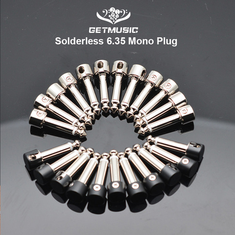 12Pcs DIY Strait Audio Solderless 6.35 Mono Plug Solder Free Plug Guitar Effect Connector Chrome-Black ► Photo 1/5