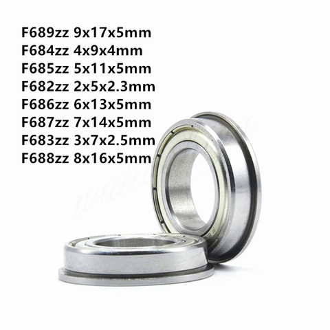 2-10pcs F682ZZ F683ZZ F684ZZ F685ZZ F686ZZ F687ZZ F688ZZ F689ZZ Flange Ball Bearing Thin Wall Metal Shielded Flanged Bearings ► Photo 1/1