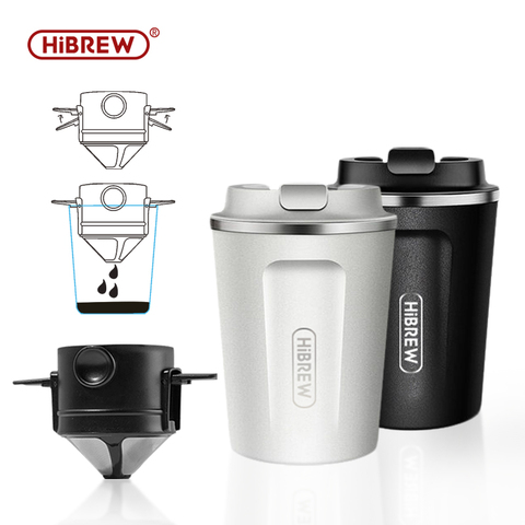 HiBrew thermal mug stainless steel double wall cool touch finger print free direct drink ► Photo 1/6