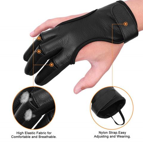 Professional Three Finger Hunting Gloves Archery Shooting Gloves Three Leather Finger Protective Archery Gloves M L XL Right ► Photo 1/6