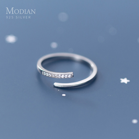 Modian Authentic 925 Sterling Silver Luminous Zircon Ring for Women Free Size Ring Simple Wedding Fine Jewelry Accessories ► Photo 1/5