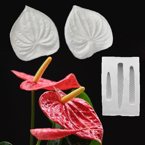 Anthurium Spadix Make & Anthurium Petals Silicone Fondant Mould Cake Tools Chocolate Gumpaste Molds, Sugarcraft, Kitchen Gadget ► Photo 1/6