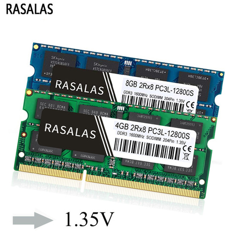 Rasalas DDR3 4GB 8GB RAM 2Rx8 PC3-12800S DDR3L 1333Mhz SO-DIMM 1.35V Oперативная Nамять Notebook RAM 204Pin Laptop Memory Sodimm ► Photo 1/6