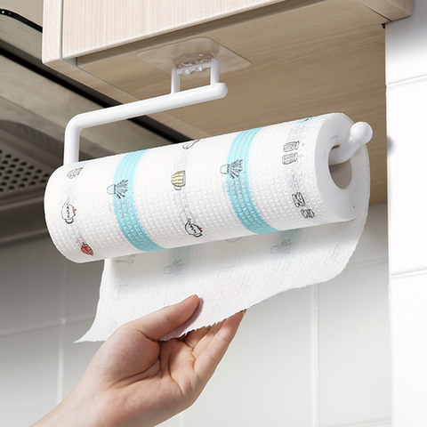 Kitchen Paper Roll Holder Towel Hanger Rack Bar Cabinet Rag Hanging Holder Bathroom Organizer Shelf Toilet Paper Holders ► Photo 1/6