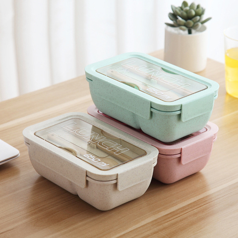 1100ml Microwave Lunch Box For Kids School Eco-Friendly BPA Free Wheat Straw Bento Box Kitchen Plastic Food Container Lunchbox ► Photo 1/6