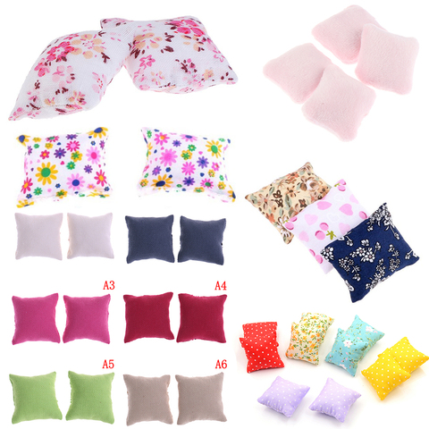 1to 4Pcs Cute Pillow Cushions For Sofa Couch Bed 1/12 Dollhouse Miniature Furniture Toys Without Sofa Chair Baby Christmas Gift ► Photo 1/6