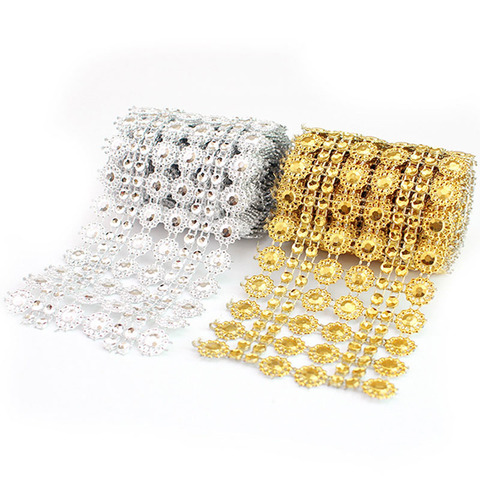 1Yard Bling Sun Flower Acrylic Mesh Roll Ribbon Chain Wrap Crystal Craft Ribbons Tape Tulle Event Party Wedding DIY Decorations ► Photo 1/6