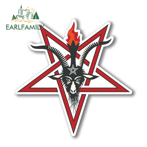 EARLFAMILY 13cm x 13cm Pentagram Symbol Vinyl Stickers Laptop Pagan Satanic Goats Head Car Sticker for Window Bumper Trunk Decal ► Photo 1/2