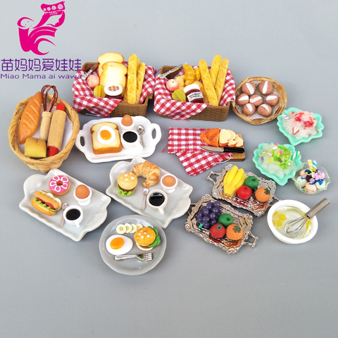 Mini food doll house accessories diy bread Smoothies icecream breakfirst egg dinner set for barbie blyth ob11 1/8 1/12 bjd doll ► Photo 1/6