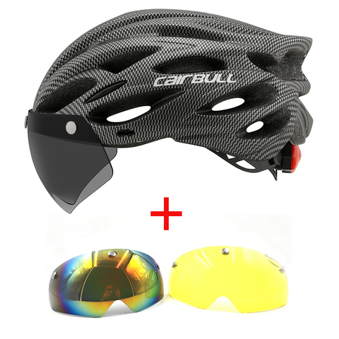 Ultralight Cycling Helmet With Removable Visor Goggles Magnetic Lens Bike Taillight Intergrally-molded Mountain Road MTB Helmets ► Photo 1/6