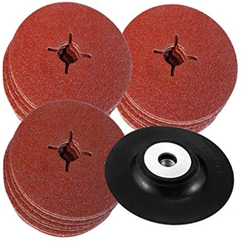 30pcs 24#36#60# Angle Grinder Cross Hole Steel Paper Sandpaper Grinding Disc 115mm Polishing Grinding Sheet Rubber Backing Pad ► Photo 1/6