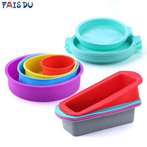 Silicone Layered Cake Mold Round Shape Rectangular Silicone Bread Pan Toast Bread Mold Cake Tray Mould Non-stick Baking Tools ► Photo 1/6
