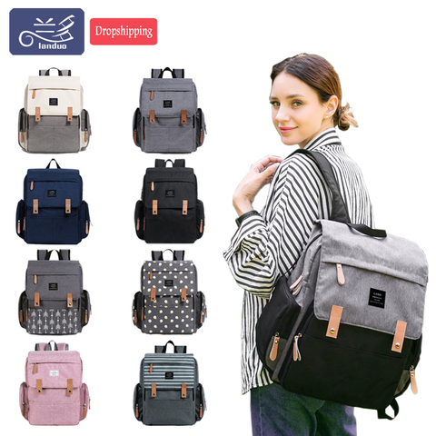 LAND Mommy Diaper Bags Landuo Mother Large Capacity Travel Nappy Backpacks with  changing mat Convenient Baby Nursing Bags MPB86 ► Photo 1/6