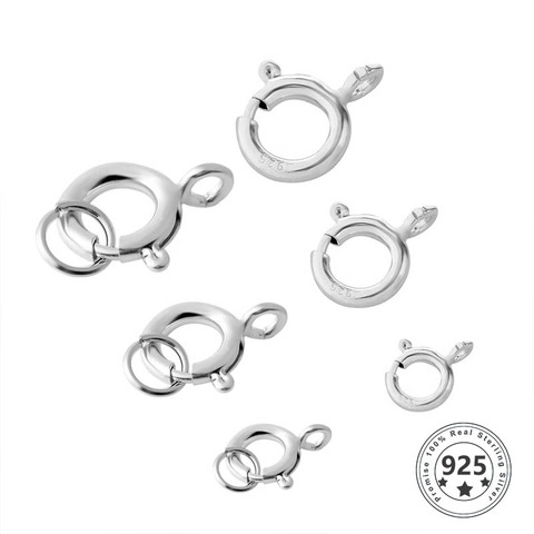 5pcs s925 Sterling Silver Spring Ring Clasp With Open Jump Ring jewelry Clasp For Chain Necklace Bracelet Connectors Wholesale ► Photo 1/6