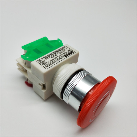 1PCS Plastic Shell Red Sign Push Button Switch DPST Mushroom Emergency Stop Button AC 660V 10A NO+NC LAY37-11ZS ► Photo 1/6