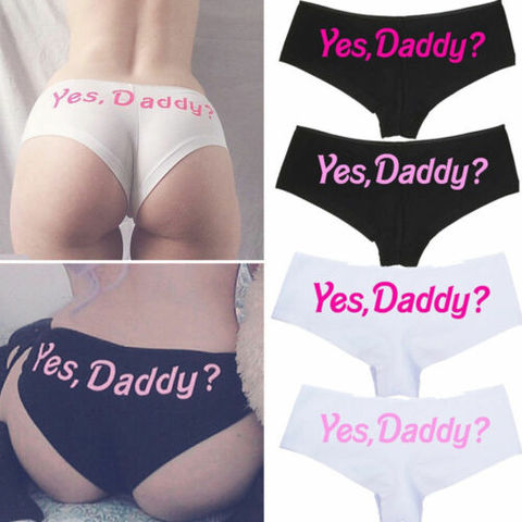 Printed Letter Yes Daddy Funny Sexy Underpants Women Lingerie Panties Briefs Underwear G String Thongs Knickers ► Photo 1/6