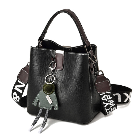 2022 Wide Strap Women's Handbags Brand Designer Women PU Leather Bucket Handbag Casual Solid Color Lady's Bag Shoulder Bags ► Photo 1/6