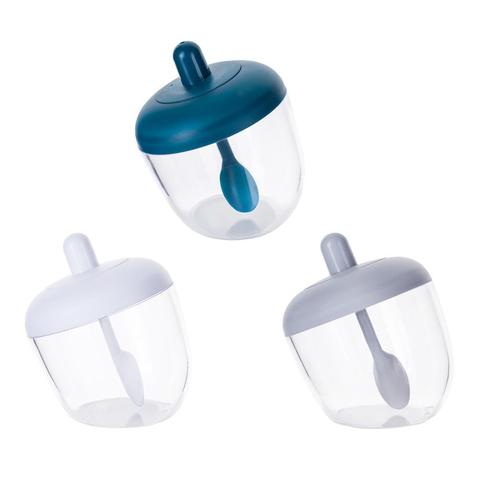 Transparent Condiment Container With Spoon Kitchen Plastic Seasoning Box Spice Jars Salt Sugar Condiment Pot ► Photo 1/6