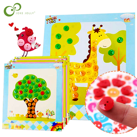 4Pcs/1Pcs Button Puzzle Stickers Handmade DIY Toys For Children Montessori Speelgoed Brinquedo Brinquedos Juguetes GYH ► Photo 1/6
