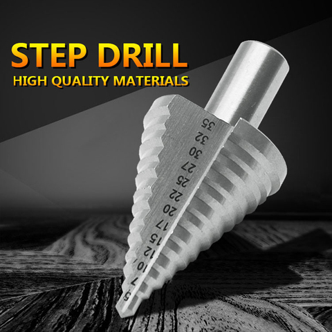13 Step Cone Drill Bits Hole Cutter Bit Set 5-35 mm Fluted Edges HSS Step Drill Bit Reamer Triangle Shank Wood Metal Drilling ► Photo 1/6
