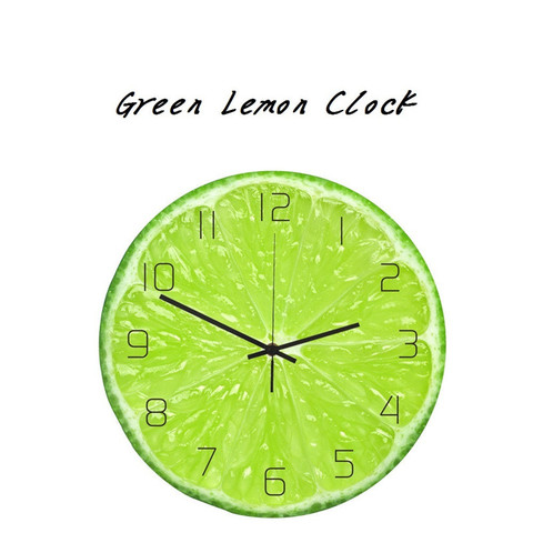 Green Lemon Fruit Wall Clock for Kitchen Acrylic Mute Hanging Watch Bedroom Horloge Lasser Bairam Reloj de Pared Home Decor ► Photo 1/6