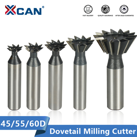 XCAN Dovetail Milling Cutter 45 55 60 Degrees CNC Router Bit Straight Shank HSS End Mill ► Photo 1/6